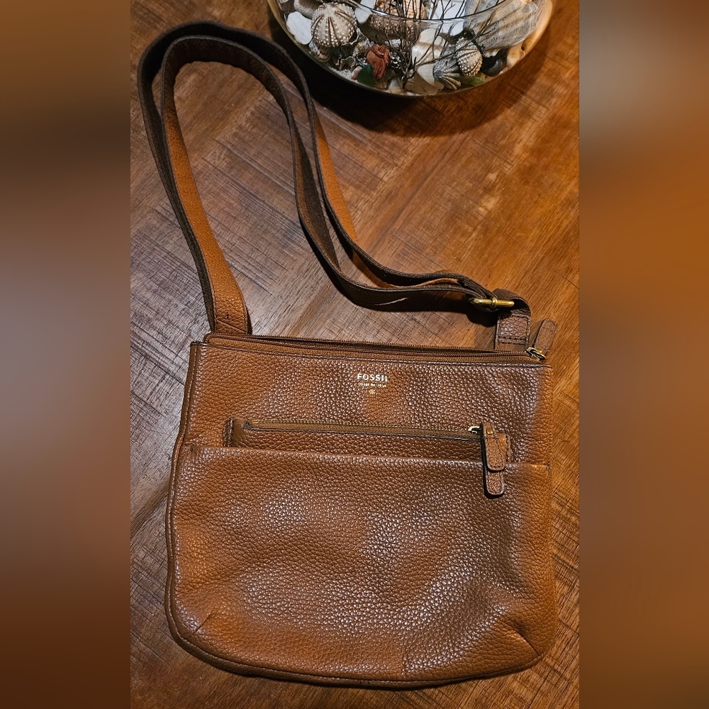 Fossil Brown Leather Crossbody Bag